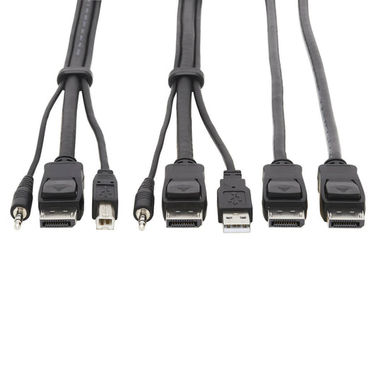 DUAL DISPLAYPORT KVM CABLE KIT - DP, USB, 3.5 MM AUDIO (3XM/3XM) + DP (M/M), 4K,