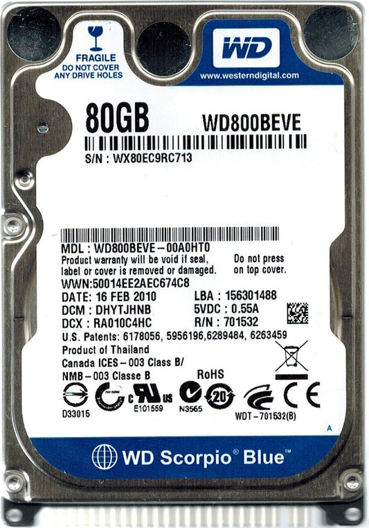 Western Digital Scorpio Blue 80GB 2.5" Parallel ATA