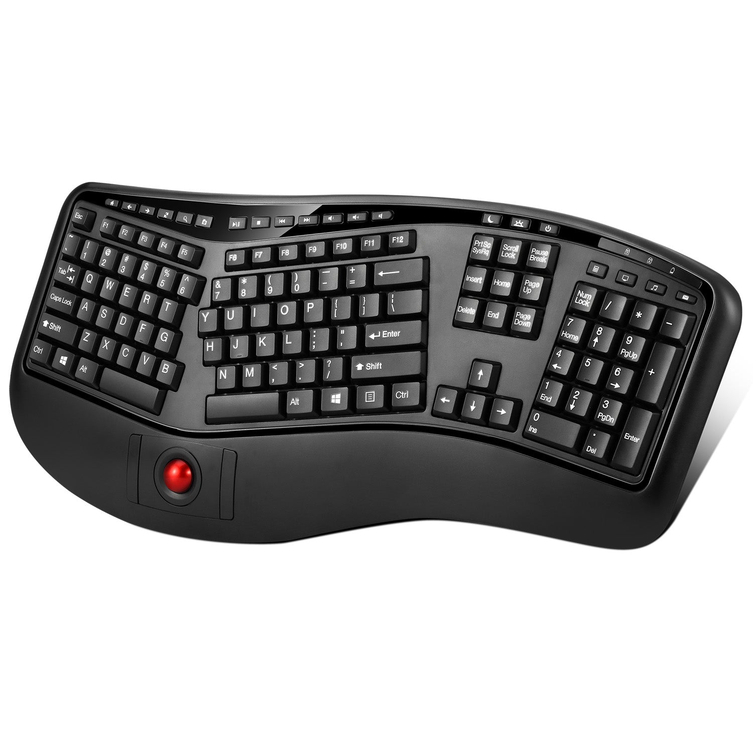 WKB-3500UB - Adesso 2.4GHZ TRU-FORM WIRELESS MEDIA ERGONOMIC TRACKBALL KEYBOARD WITH 20 WINDO