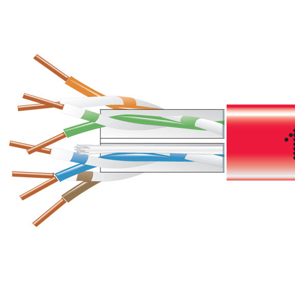 CAT6 550-MHZ SOLID ETHERNET BULK CABLE - UNSHIELDED (UTP), CMP PLENUM, RED, 1000