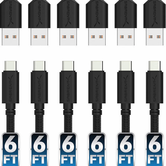 Sabrent CB-C6X6-PK20 USB cable 72" (1.83 m) USB 2.0 USB A USB C Black