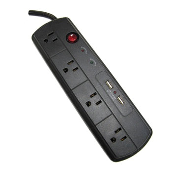 WSP-400PLFU-4BK - Weltron 4 OUTLET POWER STRIP 1050J PLASTIC 4FT