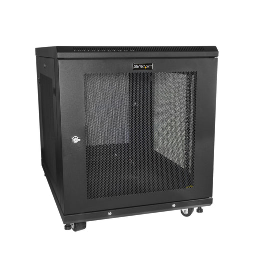 4 POST 12U 19IN SERVER RACK CABINET W/CASTERS/LEVELLING FEET - MOBILE/ROLLING/LO