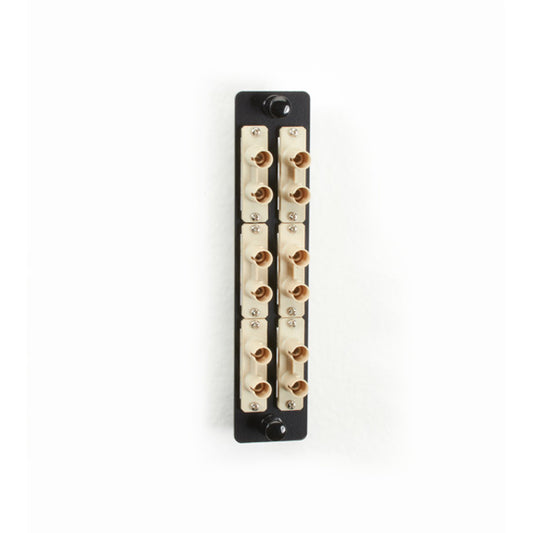 HIGH-DENSITY MULTIMODE FIBER ADAPTER PANEL - CERAMIC SLEEVE, (6) ST DUPLEX, BEIG