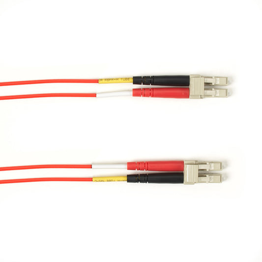 OM1 62.5/125 MULTIMODE FIBER OPTIC PATCH CABLE - OFNR PVC, LC TO LC, RED, 8-M (2