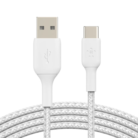 CAB002bt2MWH - Belkin BRAIDED USBC TO USBA CABLE 2M WHITE