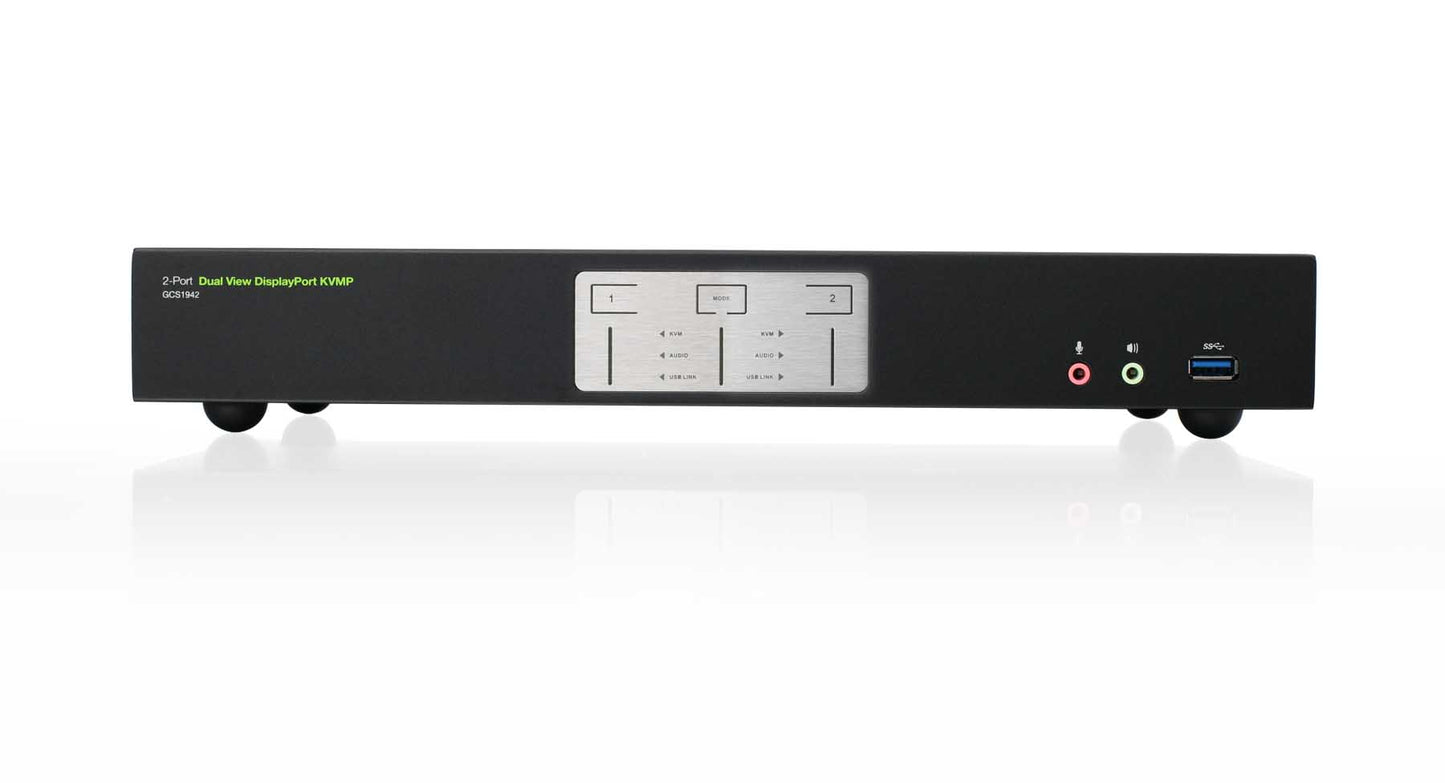 GCS1942 - iogear 2-PORT 4K DUAL VIEW DISPLAYPORT KVMP WITH USB 3.0 HUB AND AUDIO (TAA)