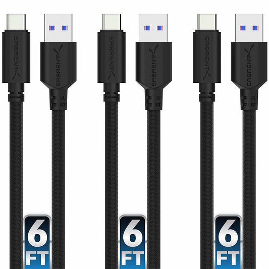 Sabrent CB-C3X6-PK50 USB cable 72" (1.83 m) USB 3.2 Gen 1 (3.1 Gen 1) USB A USB C Black