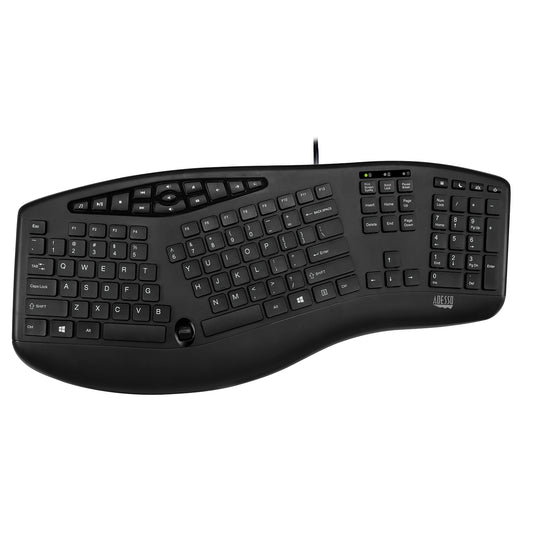 AKB-160UB - Adesso SLIM MULTIMEDIA USB ERGONOMIC DESKTOP KEYBOARD WITH LOW PROFILE CHICLET