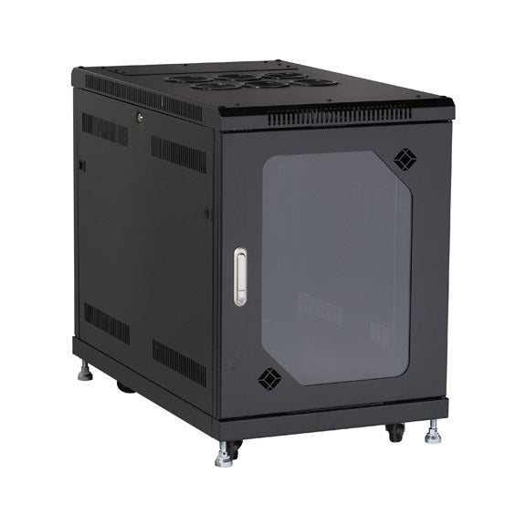 NETWORK CABINET - 15U, SPLIT REAR DOOR, 24"W X 40"D, TEMPERED GLASS FRONT, GSA,