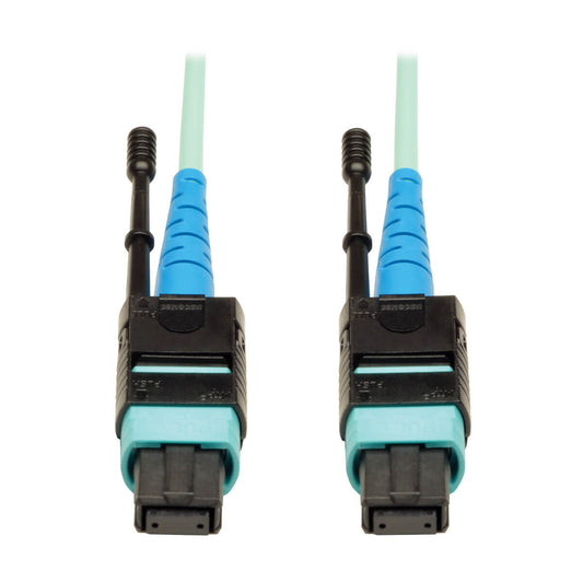 MTP MPO PATCH CABLE PUSH PULL TAB 100GBE AQUA OM3 PLENUM 3M 10FT 3 METER