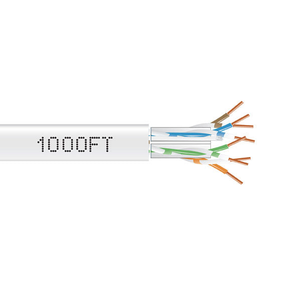 CAT6A 650-MHZ SOLID ETHERNET BULK CABLE - UNSHIELDED (UTP), CMR PVC, WHITE, 1000