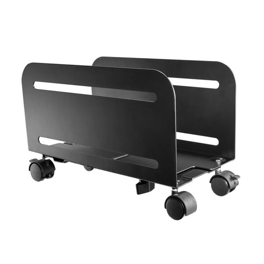 MOBILE CPU CADDY FOR COMPUTER TOWERS - WIDTH ADJUSTABLE, LOCKING CASTERS, BLACK