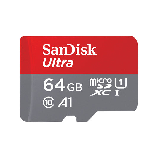 SANDISK ULTRA MICROSDHC MEMORY CARD, 64GB, 120MB/S, C10, UHS, U1, A1, CARD W/ADA