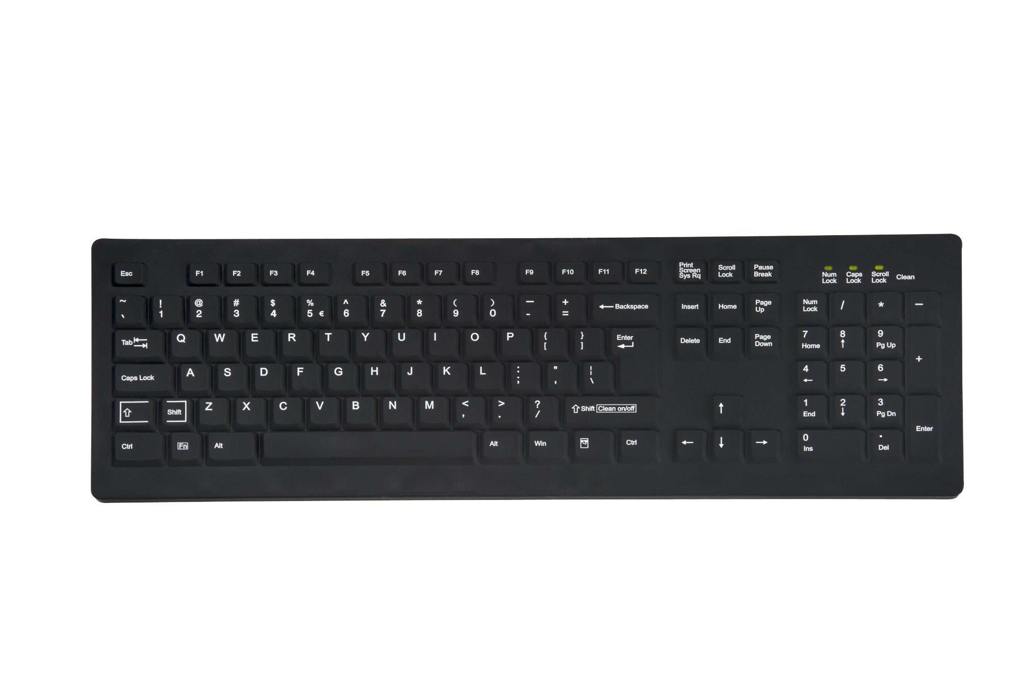 CLEANABLE SEALED BLACK KEYBOARD; 104 KEY WITHSTANDS HOSPITAL GRADE ...