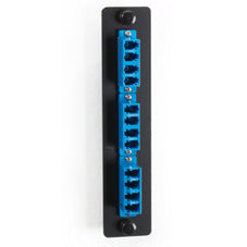 LOW-DENSITY SINGLE-MODE FIBER ADAPTER PANEL - CERAMIC SLEEVE, (6) LC DUPLEX, BLU