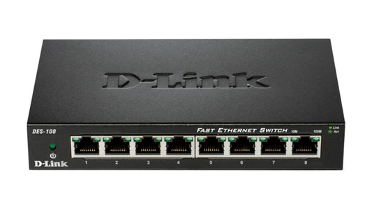 D-Link DES-108 network switch Unmanaged Fast Ethernet (10/100) Black
