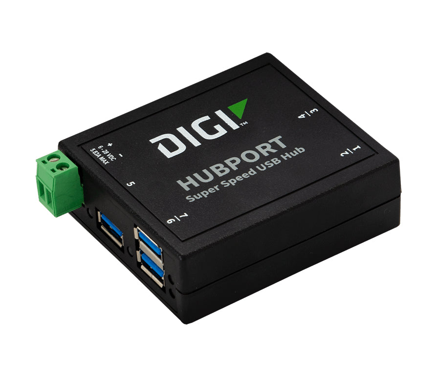 DIGI HUBPORT 7, 6-30VDC POWERED USB 3.1 HUB, EXTENDED TEMP -40C TO 70C, INDUSTRI