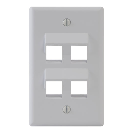 IC107DA4WH - ICC 1-GANG 4-PORT Angled Faceplate