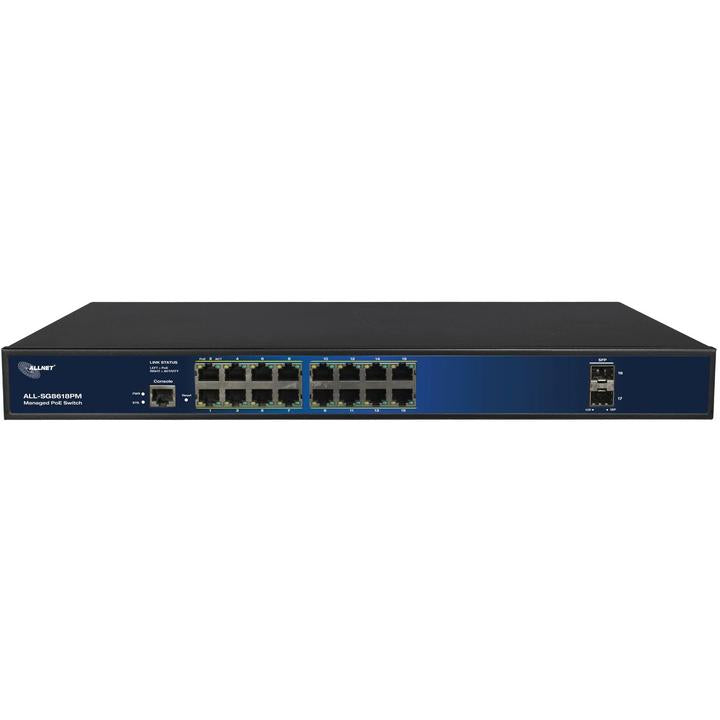 ALL-SG8618PMJ - Allnet 16-Port Gigabit PoE+ 2-Port SFP Managed Switch