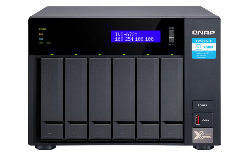 QNAP TVS-672X NAS Tower Ethernet LAN Black i3-8100T