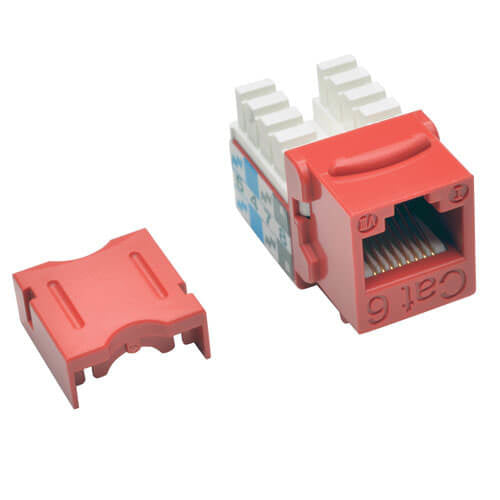 CAT6/CAT5E 110 STYLE PUNCH DOWN KEYSTONE JACK - RED, 25-PACK