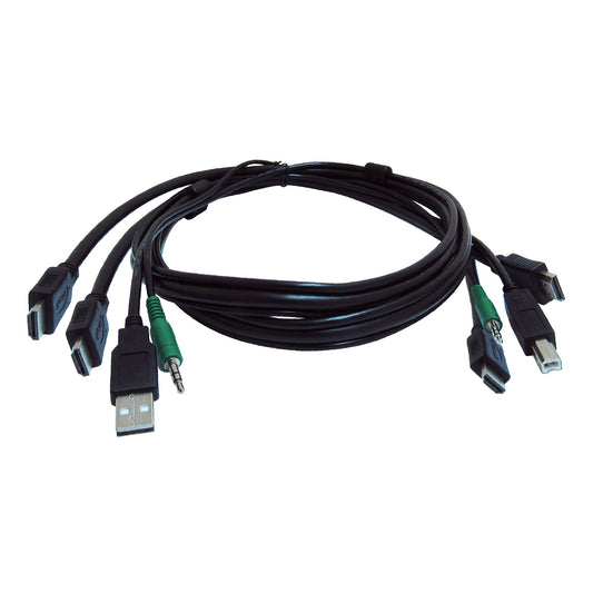 10 FT KVM USB DUAL HDMI CABLE WITH AUDIO - TAA COMPLIANT