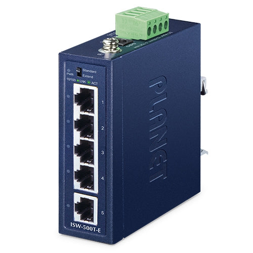ISW-500T - Planet IP30 Compact Size 5-Port 10/100TX Industrial Fast Ethernet Switch