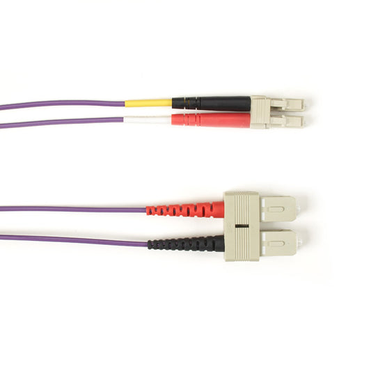 OM1 62.5/125 MULTIMODE FIBER OPTIC PATCH CABLE - OFNR PVC, SC TO LC, PURPLE, 2-M