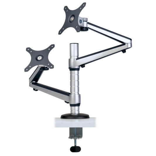 DUAL DISPLAY DESK MOUNT MONITOR ARM SWIVEL 12IN. TO 27IN. MONITORS