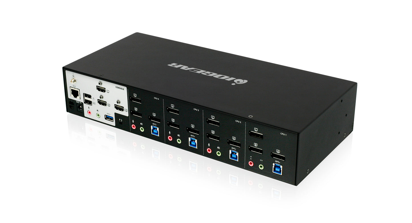 GCS1964 - iogear 4-PORT 4K TRIPLE VIEW DISPLAYPORT KVMP SWITCH (TAA)