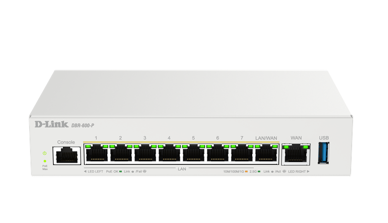 DBR-600-P/E - D-Link Business PoE Router 8-Port 2.5GbE LAN 2.5GbE WAN