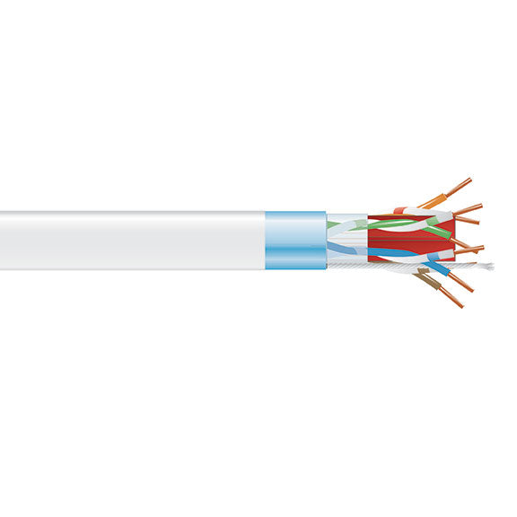 CAT6A 650-MHZ SOLID ETHERNET BULK CABLE - SHIELDED (F/UTP), CMP PLENUM, WHITE, 1