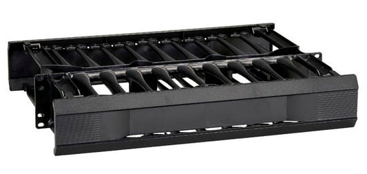 HORIZONTAL IT RACKMOUNT CABLE MANAGER - 2U, 19", DOUBLE-SIDED, BLACK, GSA, TAA