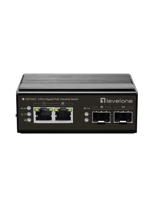 IGP-0431 - LevelOne 4 Port Gigabit PoE DIN-Rail 40 C to 75 C Switch
