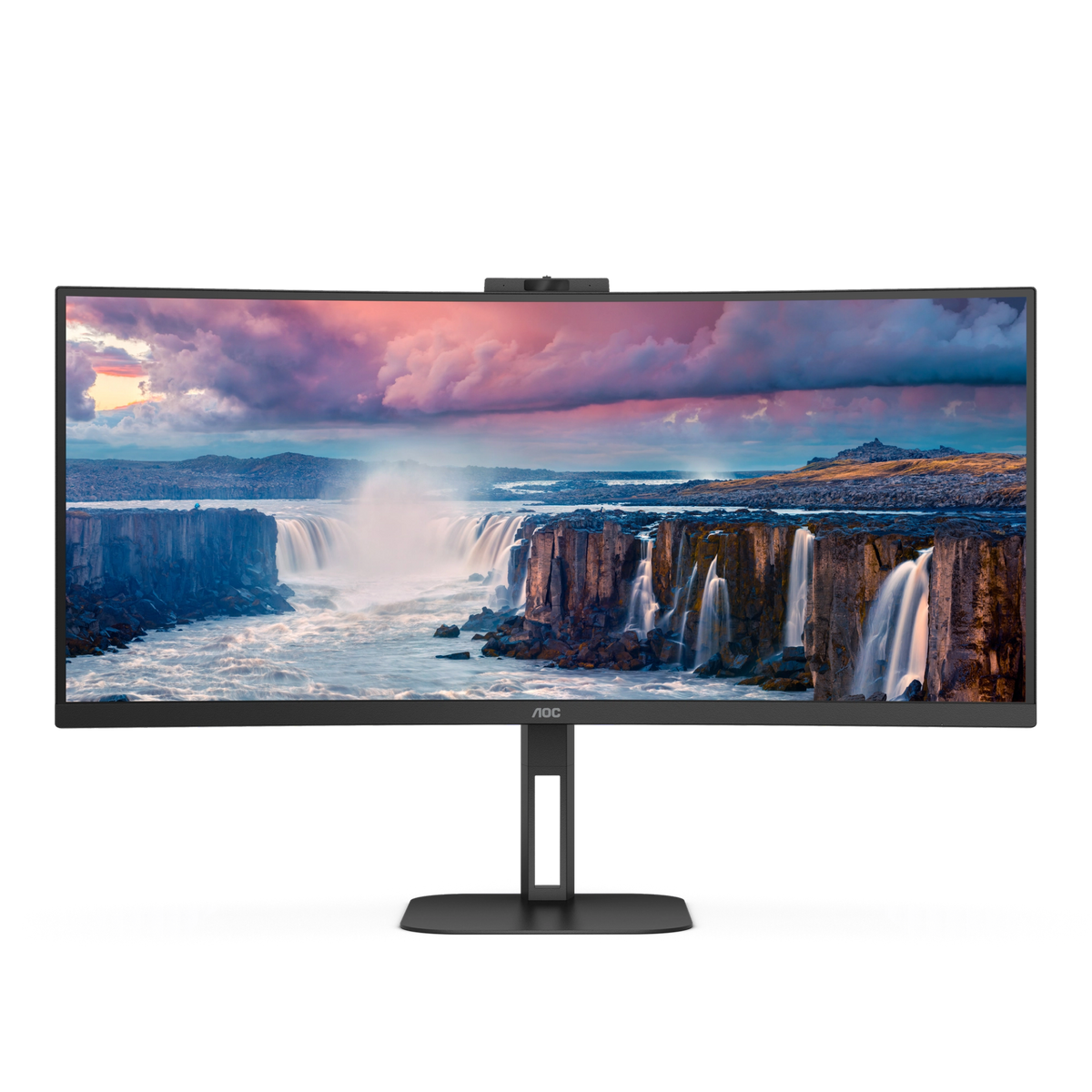 CU34V5CW/BK - AOC 34-Inch UWQHD VA 100Hz 1500R USB-C 65W Webcam Curved Monitor