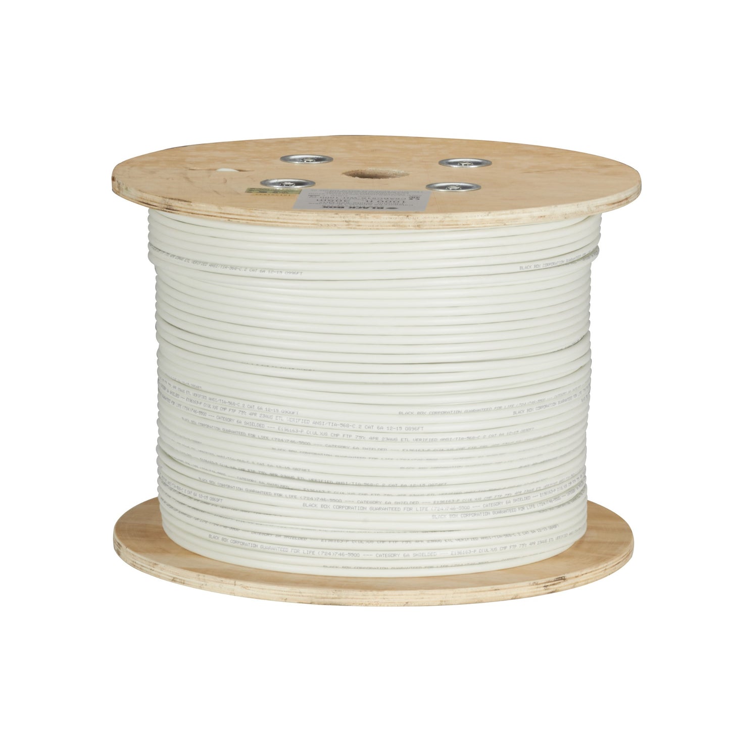 CAT6A 650-MHZ STRANDED ETHERNET BULK CABLE - SHIELDED (S/FTP), CM PVC, POE, WHIT