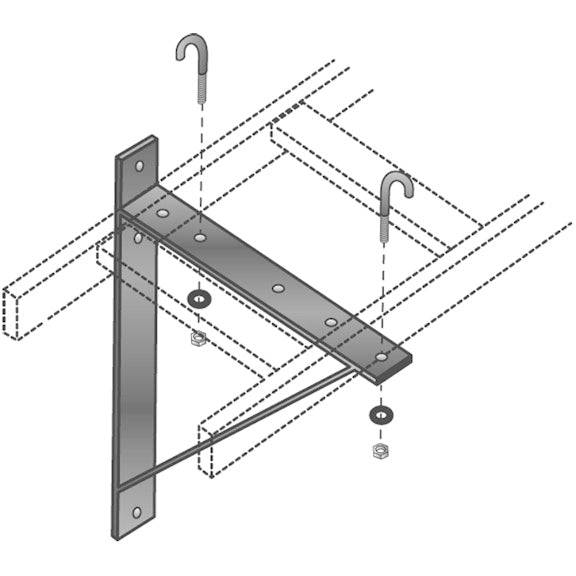 LADDER RACK TRIANGULAR SUPPORT BRACKET - 12" WIDE, BLACK, GSA, TAA