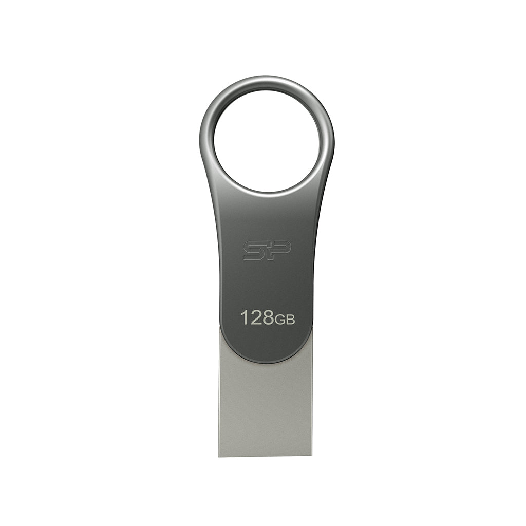 Silicon Power Mobile C80 USB flash drive 128 GB USB Type-A / USB Type-C 3.2 Gen 1 (3.1 Gen 1) Titanium