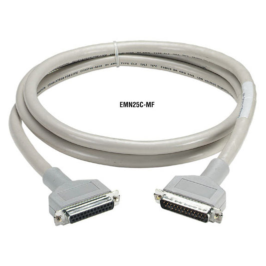 RS232 DOUBLE SHIELDED CABLE - METAL HOOD, DB25 MALE/FEMALE, 25-CONDUCTOR, 15-FT.