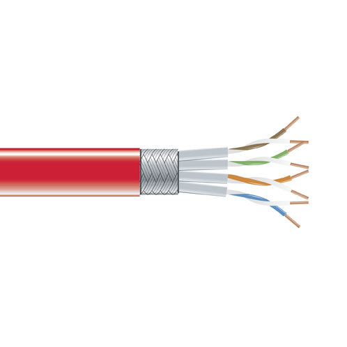 CAT6 250-MHZ STRANDED ETHERNET BULK CABLE - SHIELDED (S/FTP), CM PVC, RED, 1000-