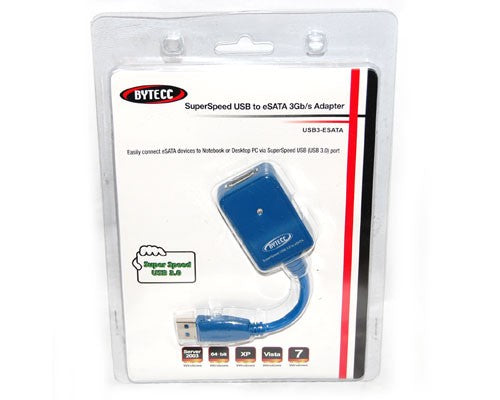 Bytecc USB3-ESATA SUPERSPEED USB 3.0 TO ESATA 3GBS ADAPTOR MORE VIEWS