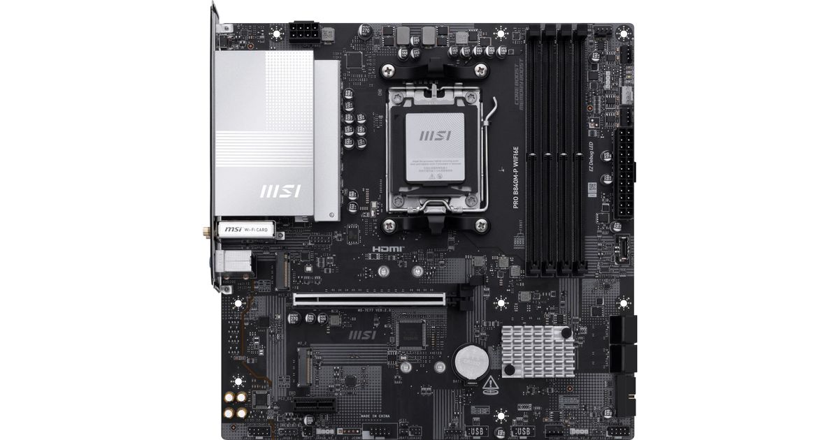7E77-001R - MSI PRO B840M-P WIFI6E AM5 DDR5 Micro-ATX WiFi 6E Motherboard