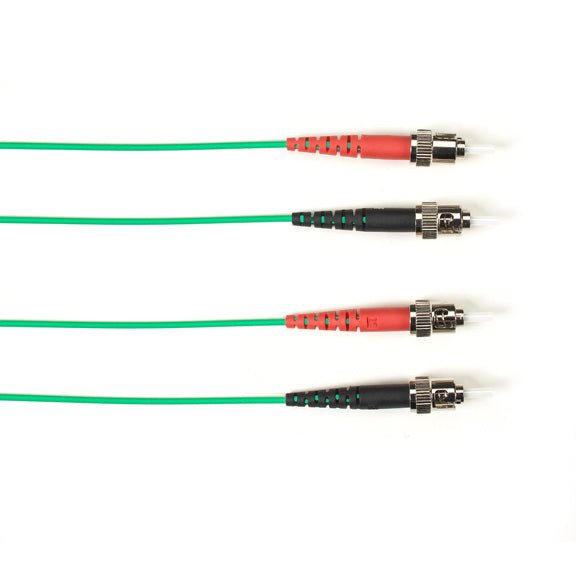 OM2 50/125 MULTIMODE FIBER OPTIC PATCH CABLE - OFNR PVC, ST TO ST, GREEN, 2-M (6