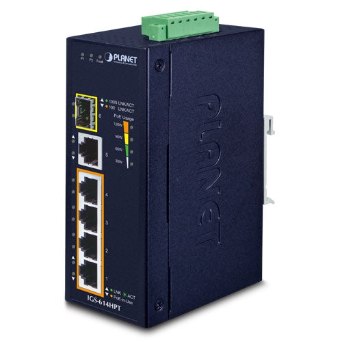 IGS-614HPT - Planet 4-Port Gigabit PoE+ 2-Port SFP Industrial Managed Switch