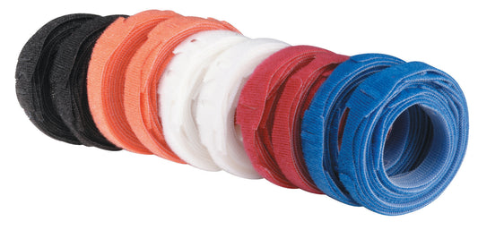 HOOK AND LOOP CABLE WRAP - 1/2" X 8", RAINBOW, 100-PACK, GSA, TAA