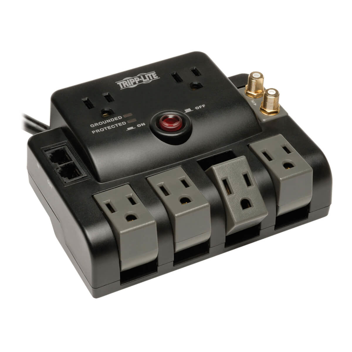 Tripp Lite TLP606RNET surge protector Black 6 AC outlet(s) 120 V 72" (1.83 m)