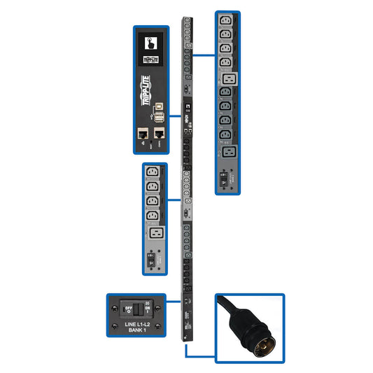 Tripp Lite PDU3EVSR6H50 power distribution unit (PDU) 30 AC outlet(s) 0U Black