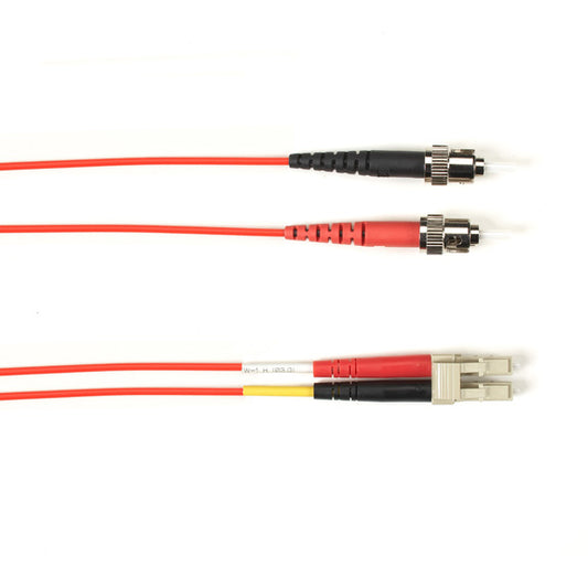 OM2 50/125 MULTIMODE FIBER OPTIC PATCH CABLE - OFNR PVC, ST TO LC, RED, 2-M (6.5