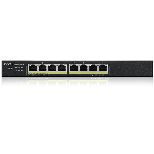 GS1915-8EP-EU0101F - Zyxel 8-Port Gigabit PoE+ Smart Managed Switch